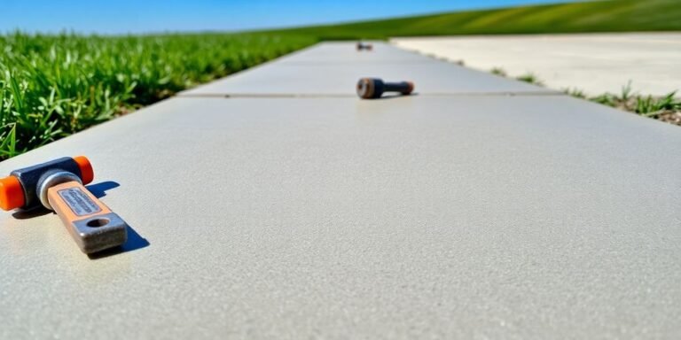 Freshly poured concrete sidewalk in Lewisville, TX.